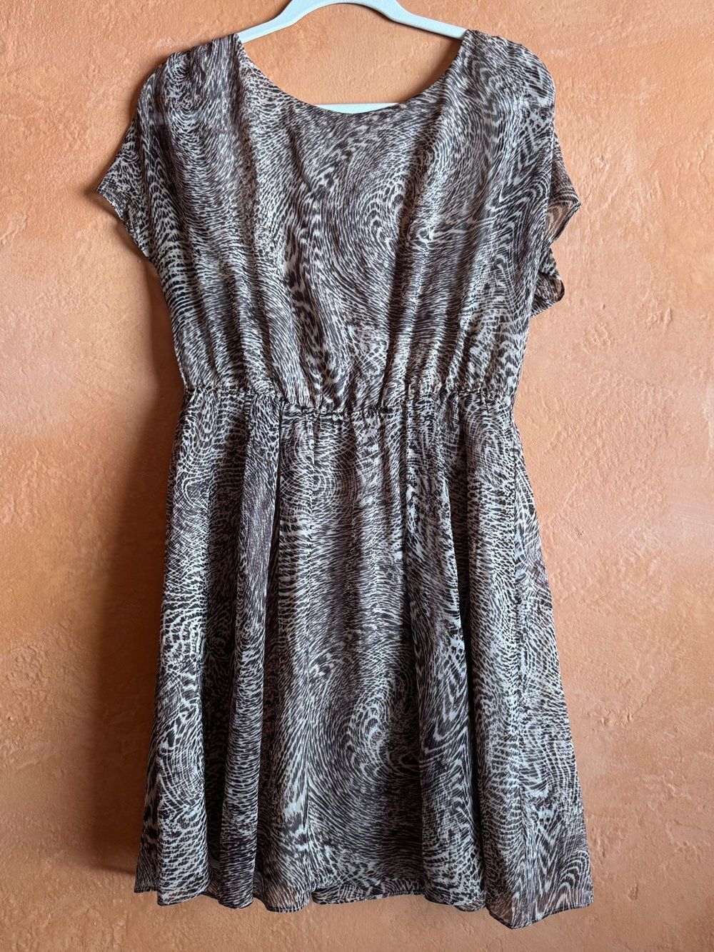 Alice + Olivia Brown Animal Print Open Back Mini Dress Size S/M
